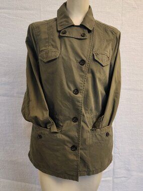 Banana Republic W 6 Cotton blend Green Safari Jacket Unlined Gathered Waist A429